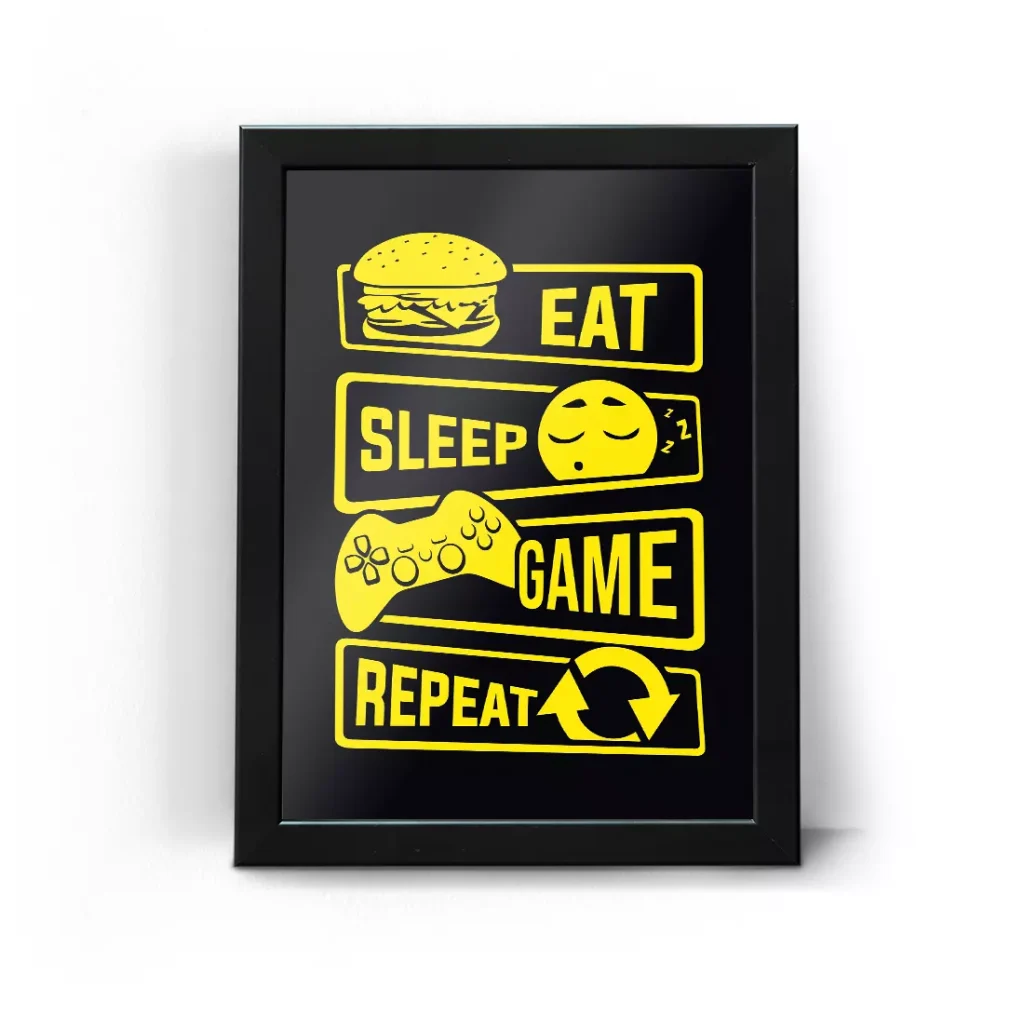 تابلو قاب گیمینگ Eat Sleep Game